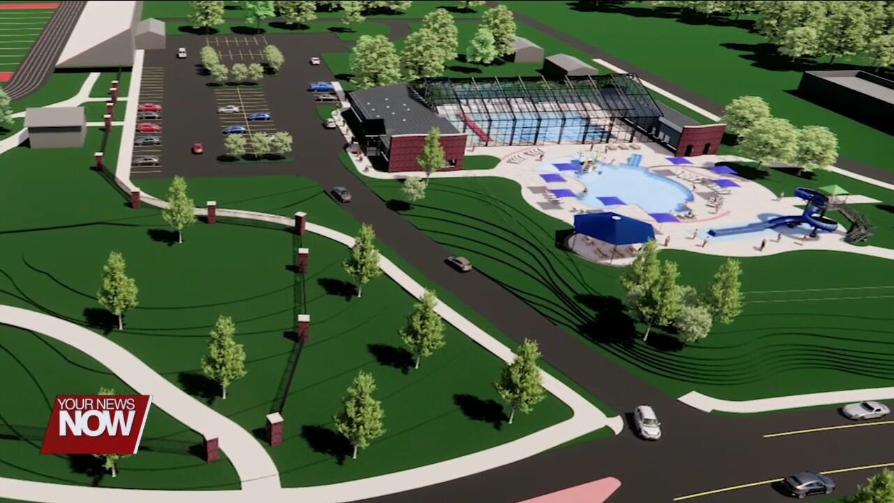 Work underway at the construction site of the Lima Community Aquatic Park